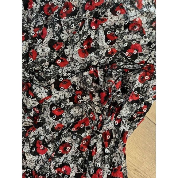 The Kooples Red Silver Black Lulu rose Printed Shirt Blouse top 2 NWT medium - Picture 4 of 8